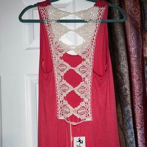 Lace back Coral Maxi Dress Sz Medium